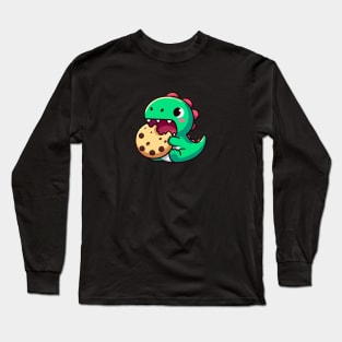 Dino eating a cookie Long Sleeve T-Shirt